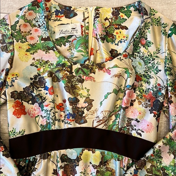 Vintage 70s Leslie Fay Floral Print Maxi Tea Dress Gown Long Sleeve Empire Waist - Picture 2 of 16